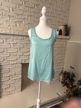 Tribal Light Aqua Scoop Neck Tank Top Size Small